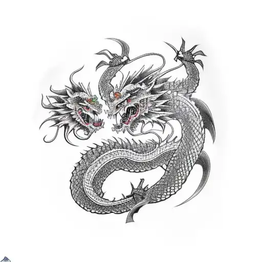 Japanese Dragon Fight Tattoo