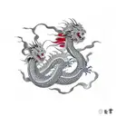 Japanese dragon fighting a small samurai  tattoo design idea