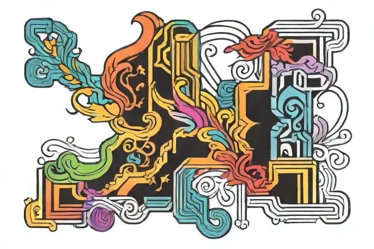 7 equal rectangles in descending rainbow colors tattoo design idea