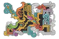 7 equal rectangles in descending rainbow colors tattoo design idea
