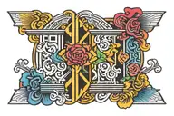 7 equal rectangles in descending rainbow colors tattoo design idea
