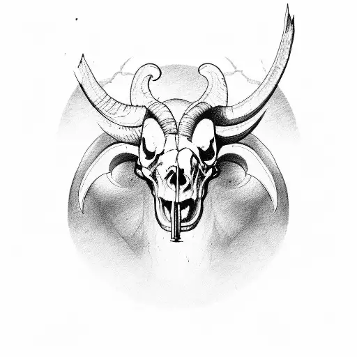 ram head half living half skull tattoo design idea