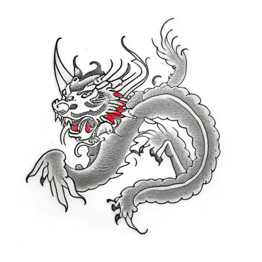 Asian dragon and yellow tiger with colour tattoo design idea