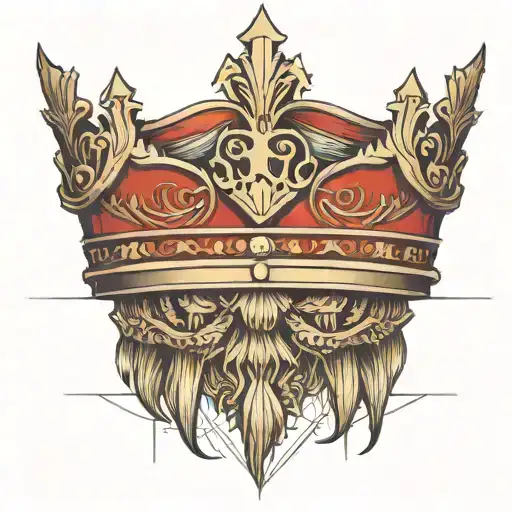 geometric outline of a kings crown and robe  tattoo design idea
