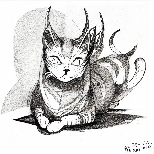 The cat with the devil's horns tattoo design idea