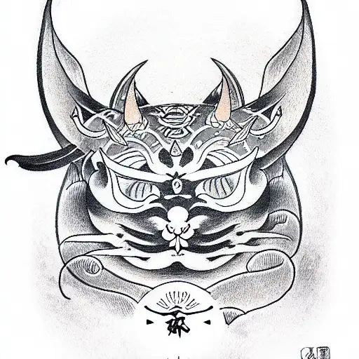 The cat with the devil's horns tattoo design idea