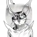 The cat with the devil's horns tattoo design idea