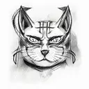 The cat with the devil's horns tattoo design idea