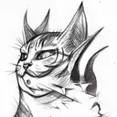 The cat with the devil's horns tattoo design idea