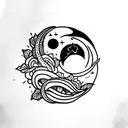 neck tattoo connecting to sternum tattoo of snake with moon phase with peonys, witchy, feminine  tattoo design idea