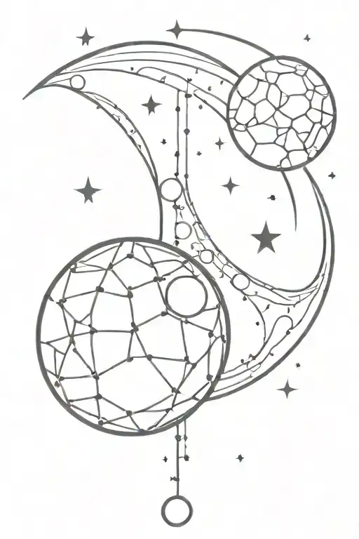 MOON AND DISCO BALL tattoo design idea