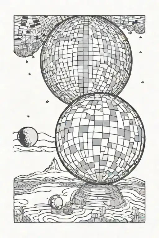 MOON AND DISCO BALL tattoo design idea