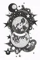 MOON AND DISCO BALL tattoo design idea