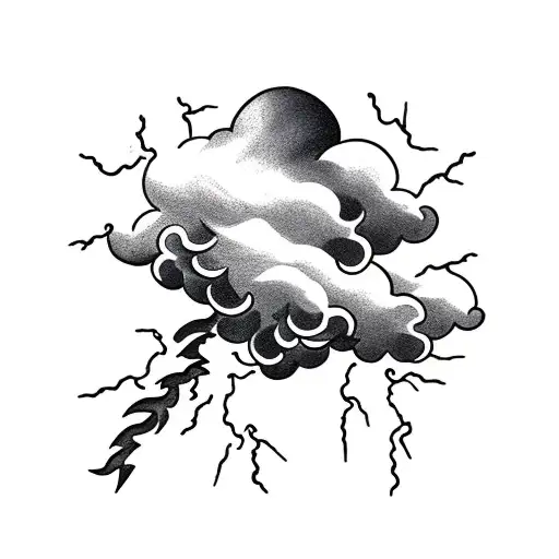 storm clouds with lightning shooting out tattoo design idea
