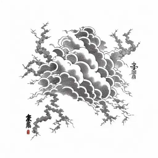 storm clouds with lightning shooting out tattoo design idea