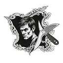 dexter knife with its face on reflex tattoo design idea