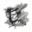 dexter knife with its face on reflex tattoo design idea
