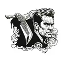dexter knife with its face on reflex tattoo design idea