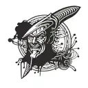 dexter knife with its face on reflex tattoo design idea