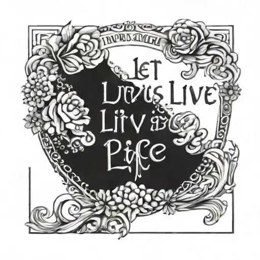Quote "Let us live in peace in this fleeting life" tattoo design idea