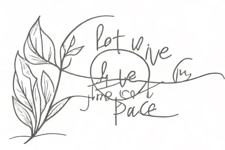 phrase Let us live in peace in this fleeting life tattoo design idea
