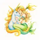 a Mermaid and unicorn smoking joint tattoo design idea