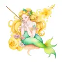 a Mermaid and unicorn smoking joint tattoo design idea