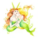 a Mermaid and unicorn smoking joint tattoo design idea