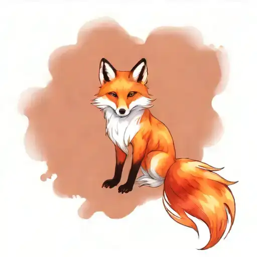 fire fox spirit arm sleeve tattoo design idea