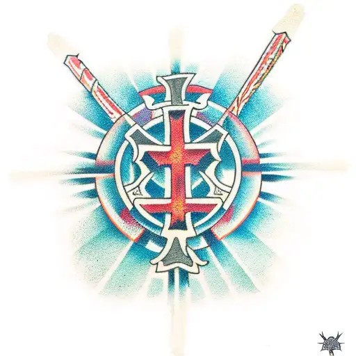 cross of burgundy tattoo design idea