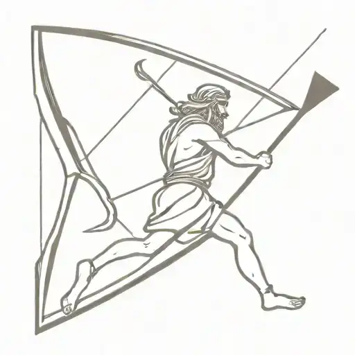 Odysseus with ship and arrow  tattoo design idea