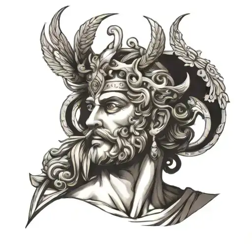 Greek god with latien number 1997 tattoo design idea