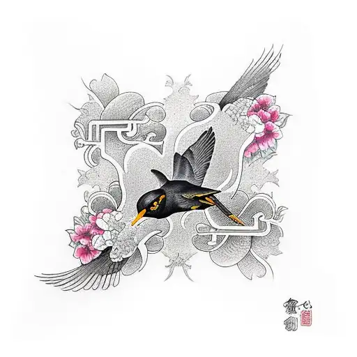 blackbird tattoo design idea