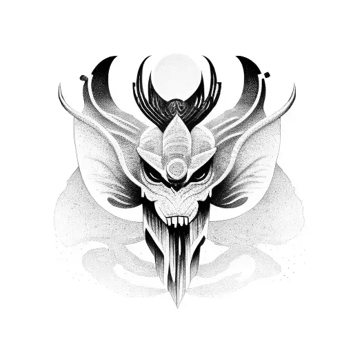 A mythical creature inspired by science fiction, combining elements of different exotic animals tattoo design idea