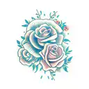 flowers and a broken heart with the date 26th November 2010 in Roman numerals  tattoo design idea