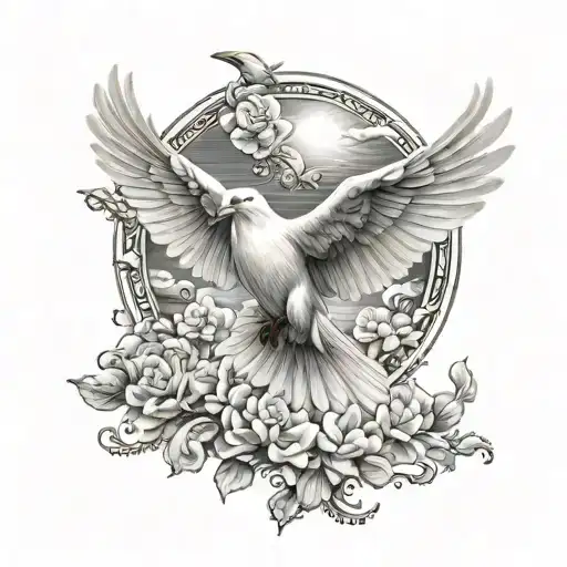 Dove flying to heaven tattoo design idea