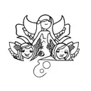 3 angel holding hands tattoo design idea