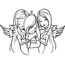 3 angel holding hands tattoo design idea