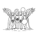 3 angel holding hands tattoo design idea