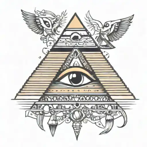 Egyptian pharaoh  pyramids and eye  tattoo design idea