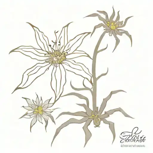 edelweiss flower and tarantula  tattoo design idea