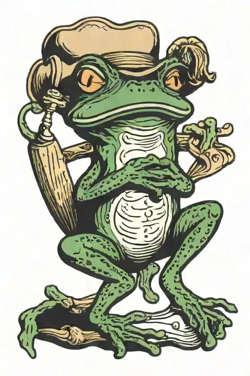 cook a frog sitting alone tattoo design idea