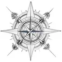 map and compass with a dragon tattoo design idea