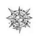 map and compass with a dragon tattoo design idea