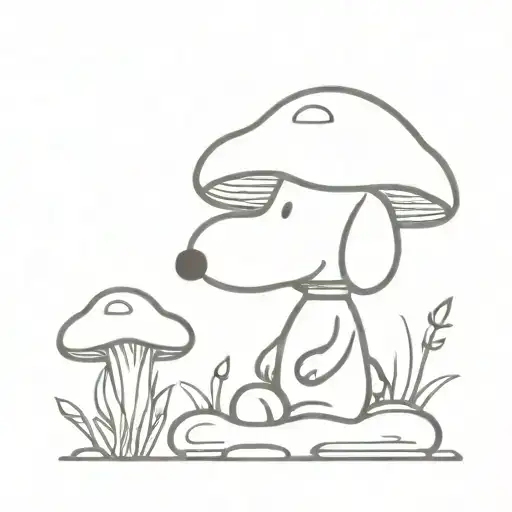 mushrooms snoopy tattoo design idea
