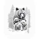 forest with bear family  tattoo design idea