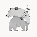 forest with bear family  tattoo design idea