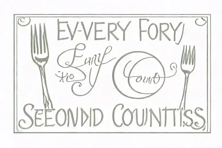Two Forks and the phrase "Every Second Counts"  tattoo design idea