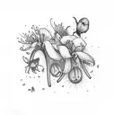 everything happens for a reason written in cursive with May birth flowers tattoo design idea