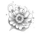 cursive writing everything happens for a reason with May birth flowers tattoo design idea